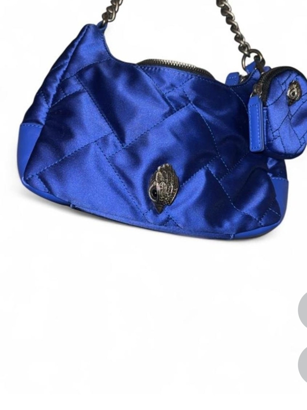 Blue Quilted Chain-Handle Shoulder Bag